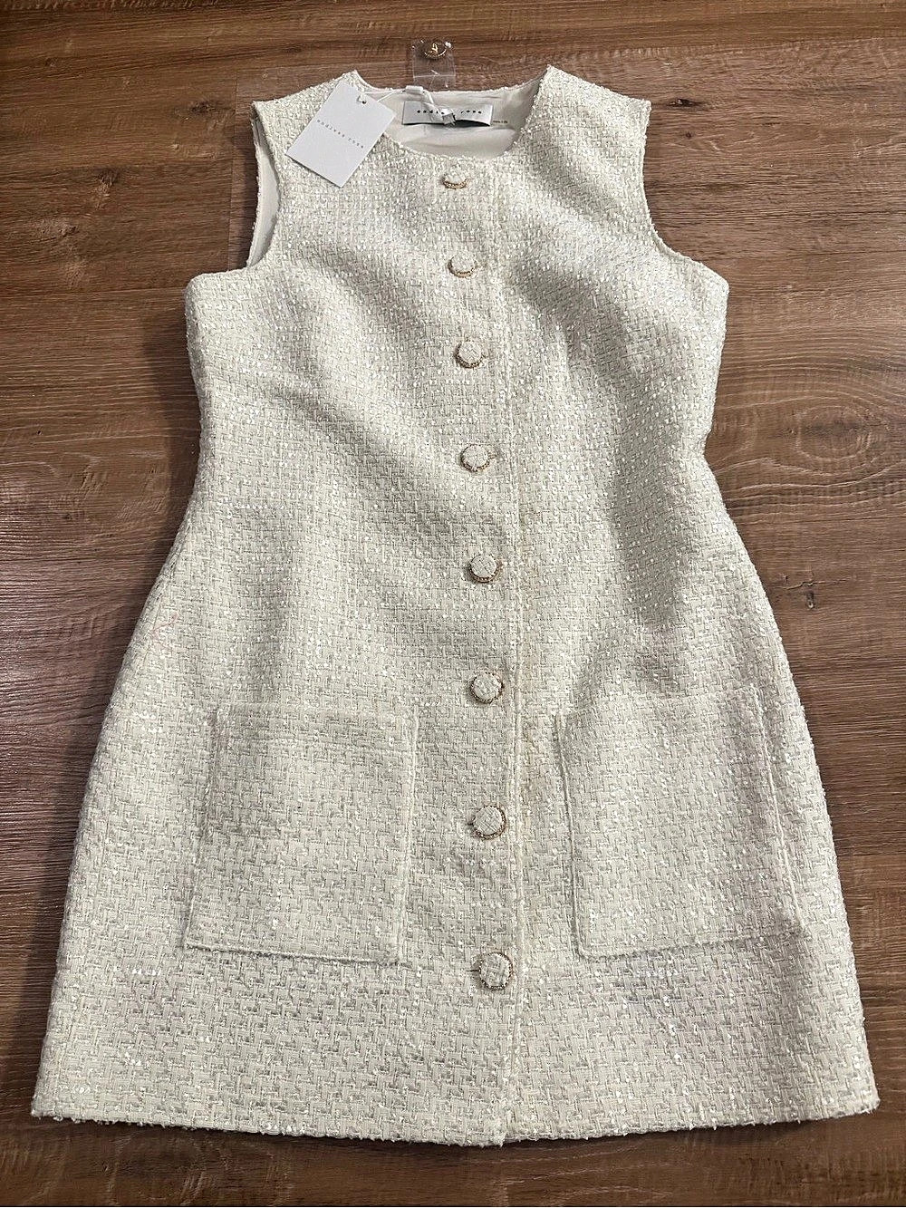 J.Crew Tweed Mini Dress in Cream Size Large NWT